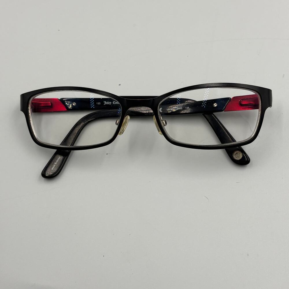 Juicy Couture JU124 Eyeglass Frames Black Red Rectangle 135 Designer Glasses